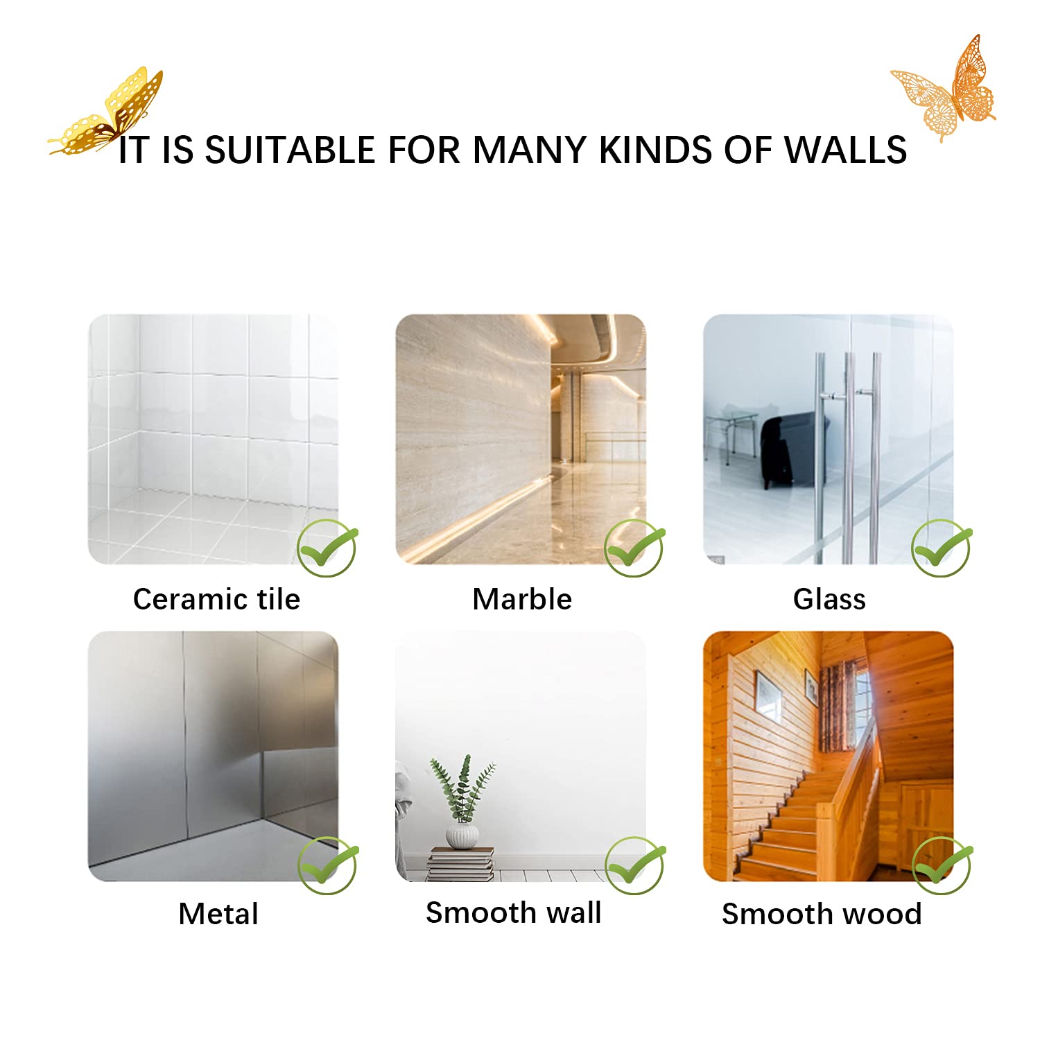 SAOROPEB 3D Butterfly Wall Decor - 48 Pcs, 4 Styles, 3 Sizes, Gold Butterfly Decorations for Birthday & Party Celebrations, Removable Stickers