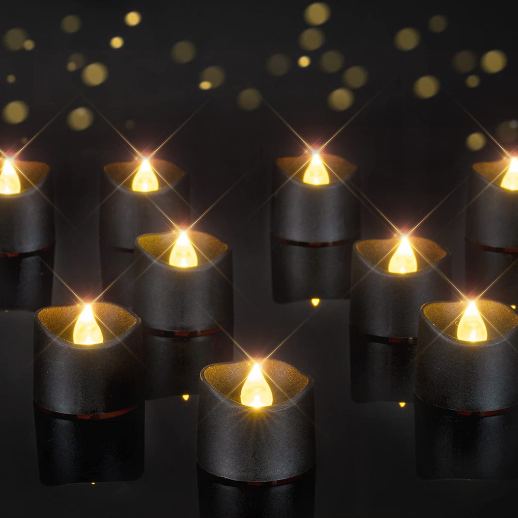 Homemory 12Pcs Flickering Flameless Candle Battery Operated, 200+Hours Fake Electric LED Tea Lights for Votive, Centerpiece Table Decorations, Wedding, Aniversary, Halloween, Christmas