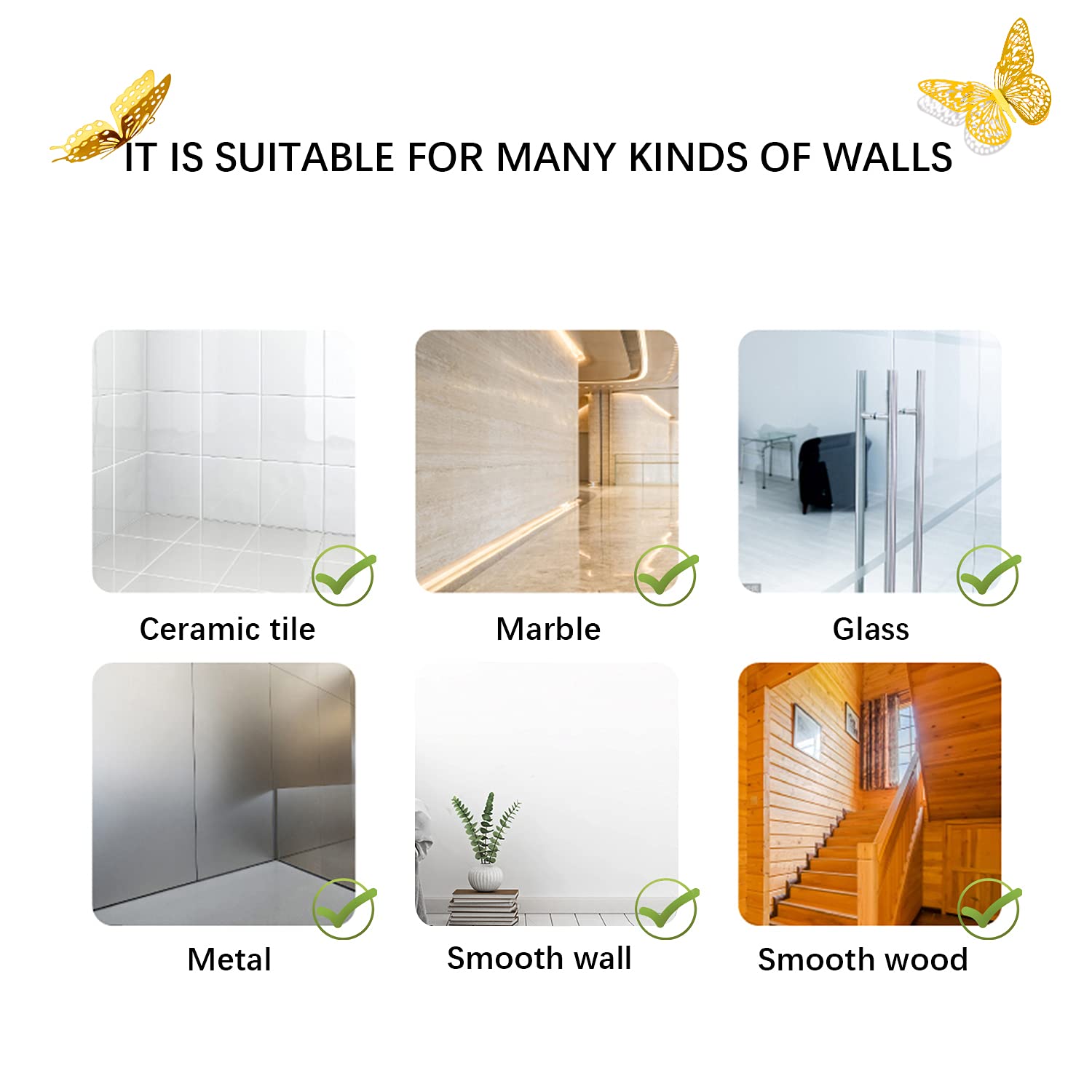 SAOROPEB 3D Butterfly Wall Decor - 48 Pcs, 4 Styles, 3 Sizes, Gold Butterfly Decorations for Birthday & Party Celebrations, Removable Stickers