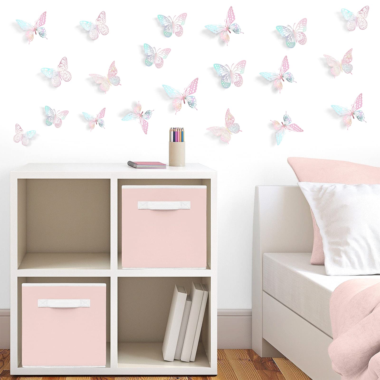 SAOROPEB 3D Butterfly Wall Decor - 48 Pcs, 4 Styles, 3 Sizes, Gold Butterfly Decorations for Birthday & Party Celebrations, Removable Stickers