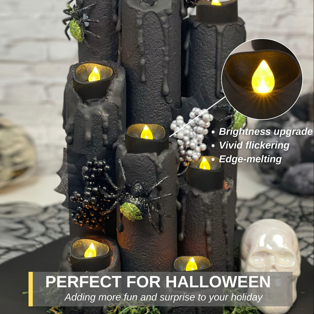 Homemory 12Pcs Flickering Flameless Candle Battery Operated, 200+Hours Fake Electric LED Tea Lights for Votive, Centerpiece Table Decorations, Wedding, Aniversary, Halloween, Christmas