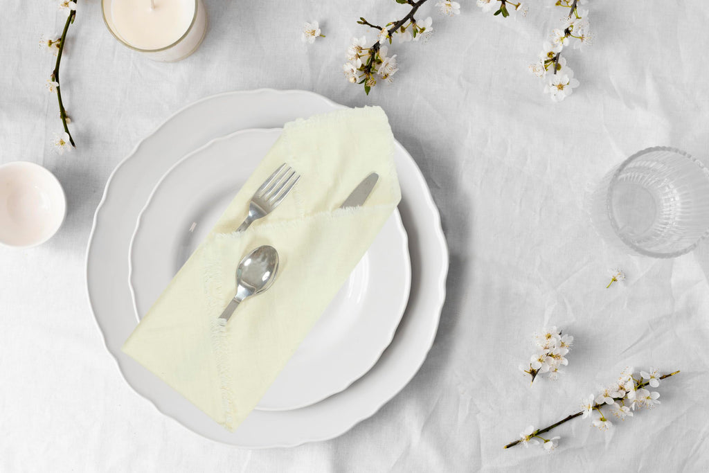 ACCENTHOME Natural Cotton Linen Napkin Set of 12 18x18 inch Dinner Napkins - Washable Soft Premium Hotel Quality Reusable Hemmed Edges Napkins Perfect Table Linens for Family Dinners, Weddings