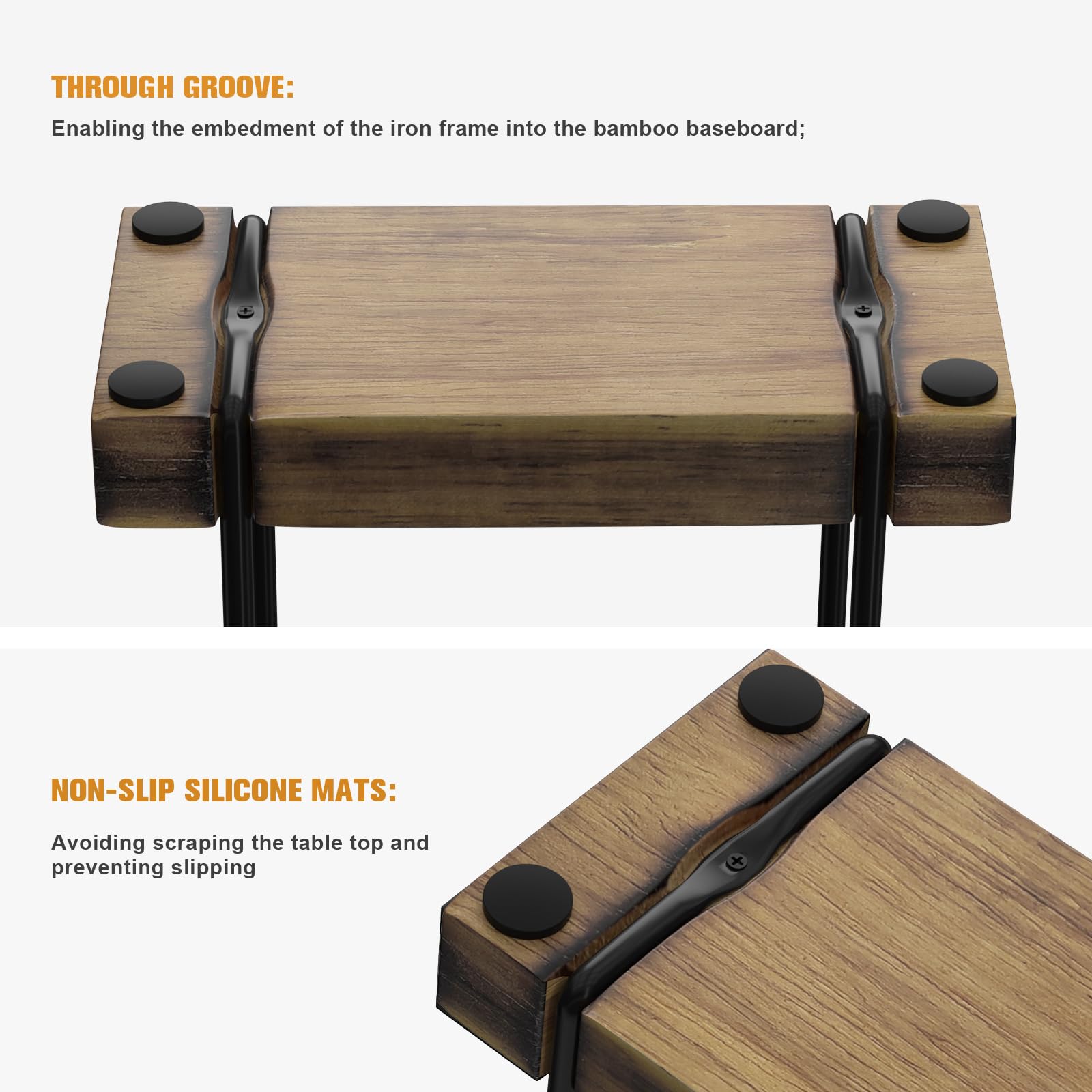 Wican Napkin Holder for Table, Bamboo Iron Standing Napkin Dispenser for Kitchen Dining Farmhouse Cocktail Picnic Bar Rustic Wood Holders for Paper Mail Bills Suitable for All Dining Room Decors Black