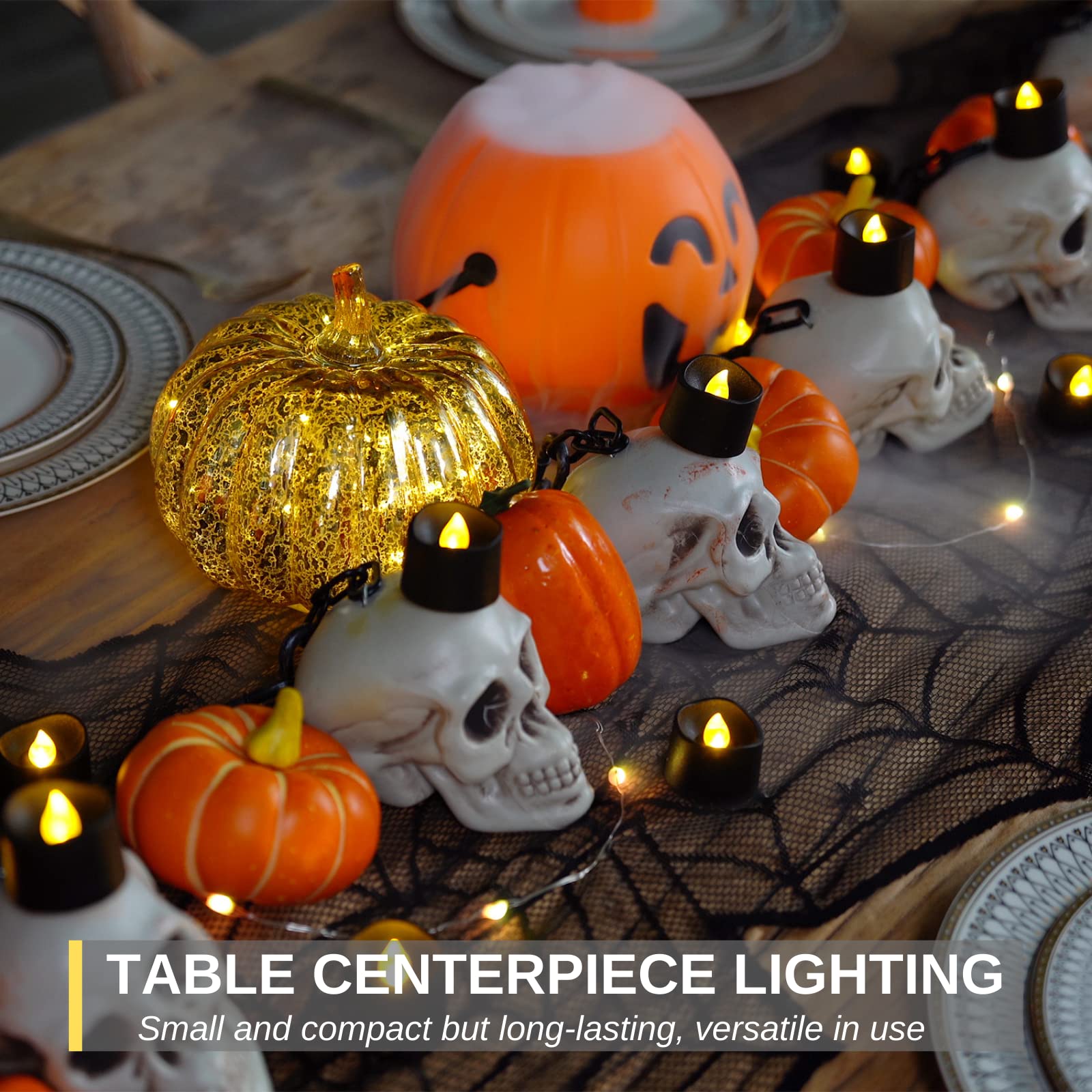 Homemory 12Pcs Flickering Flameless Candle Battery Operated, 200+Hours Fake Electric LED Tea Lights for Votive, Centerpiece Table Decorations, Wedding, Aniversary, Halloween, Christmas