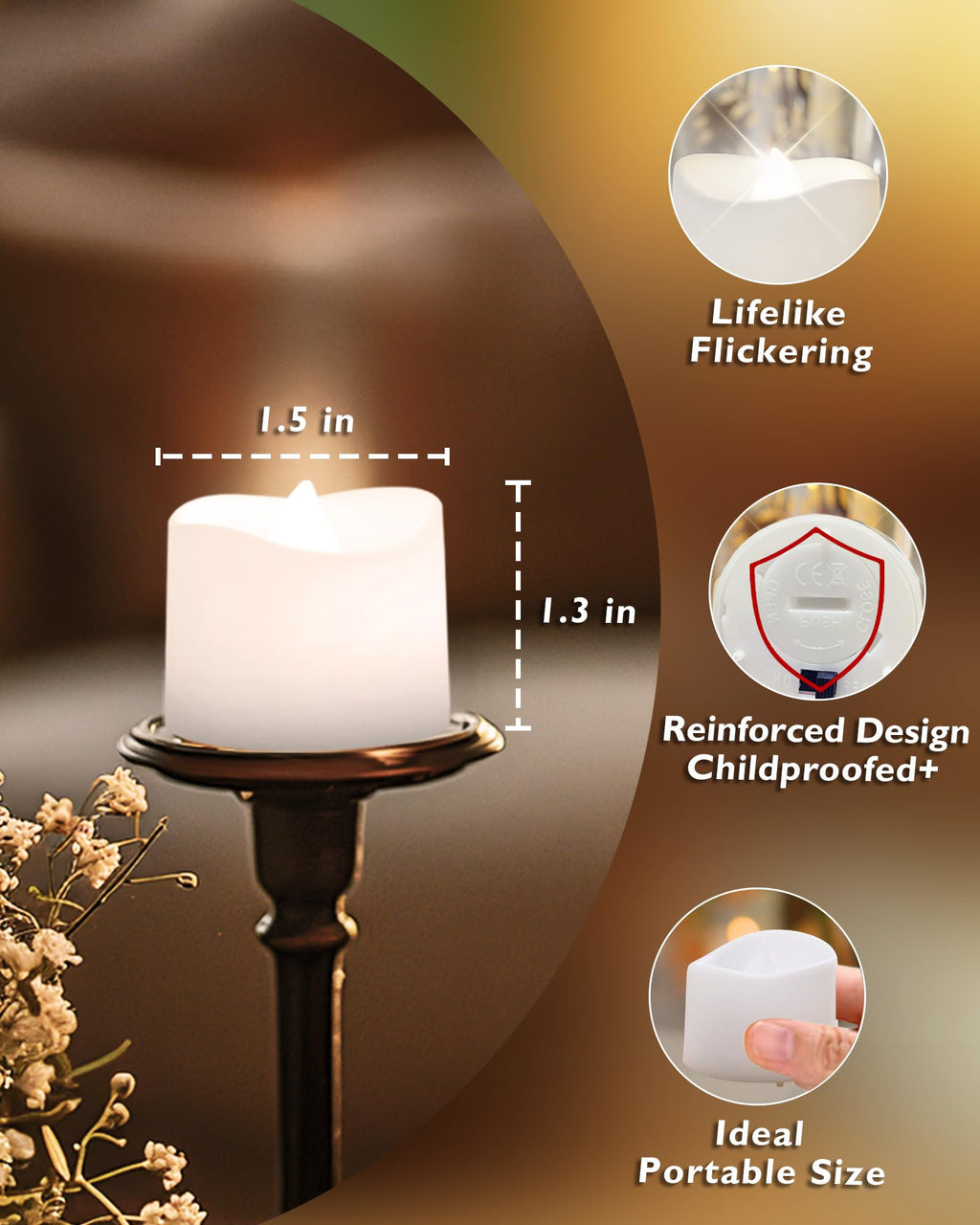 Homemory 12Pcs Flickering Flameless Candle Battery Operated, 200+Hours Fake Electric LED Tea Lights for Votive, Centerpiece Table Decorations, Wedding, Aniversary, Halloween, Christmas