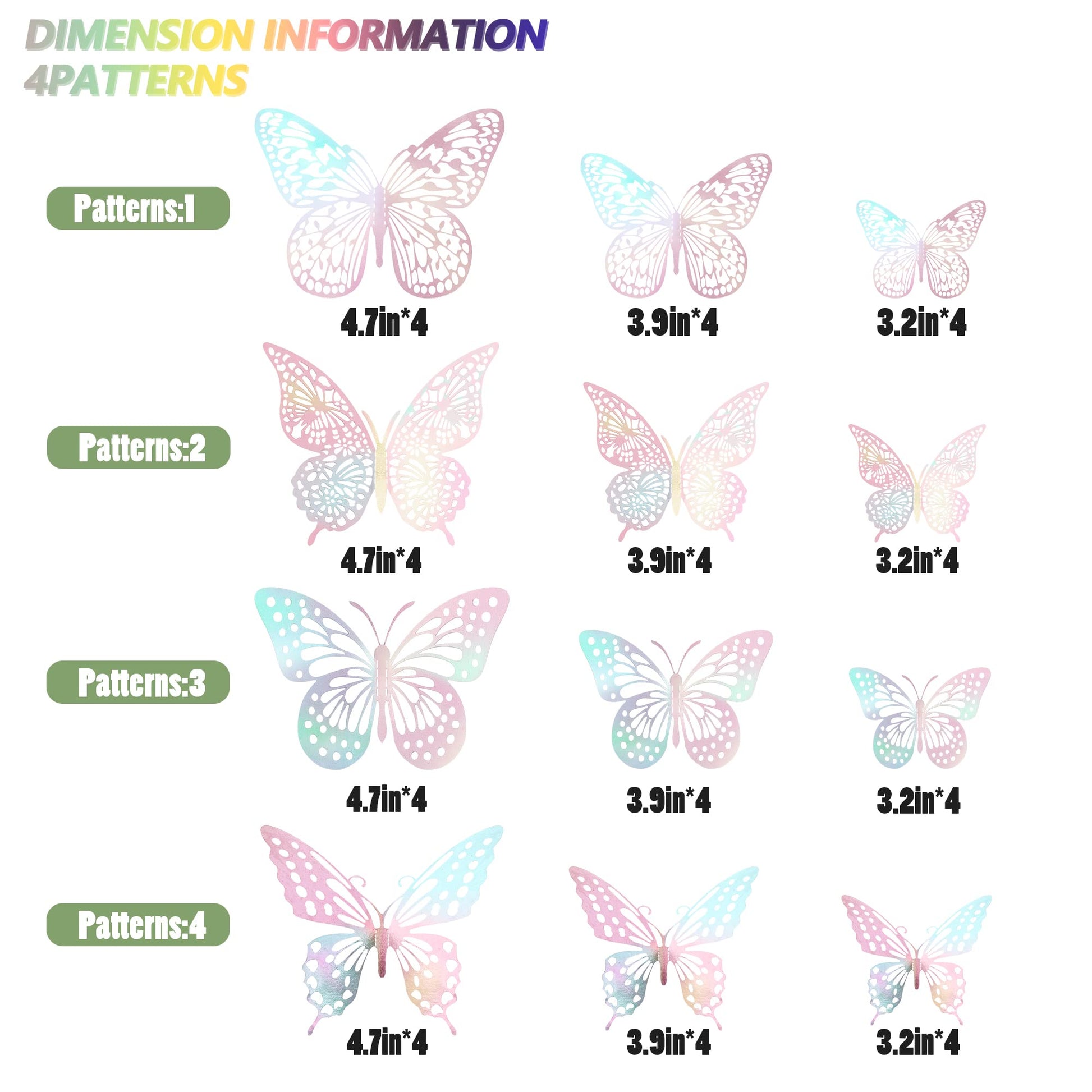 SAOROPEB 3D Butterfly Wall Decor - 48 Pcs, 4 Styles, 3 Sizes, Gold Butterfly Decorations for Birthday & Party Celebrations, Removable Stickers