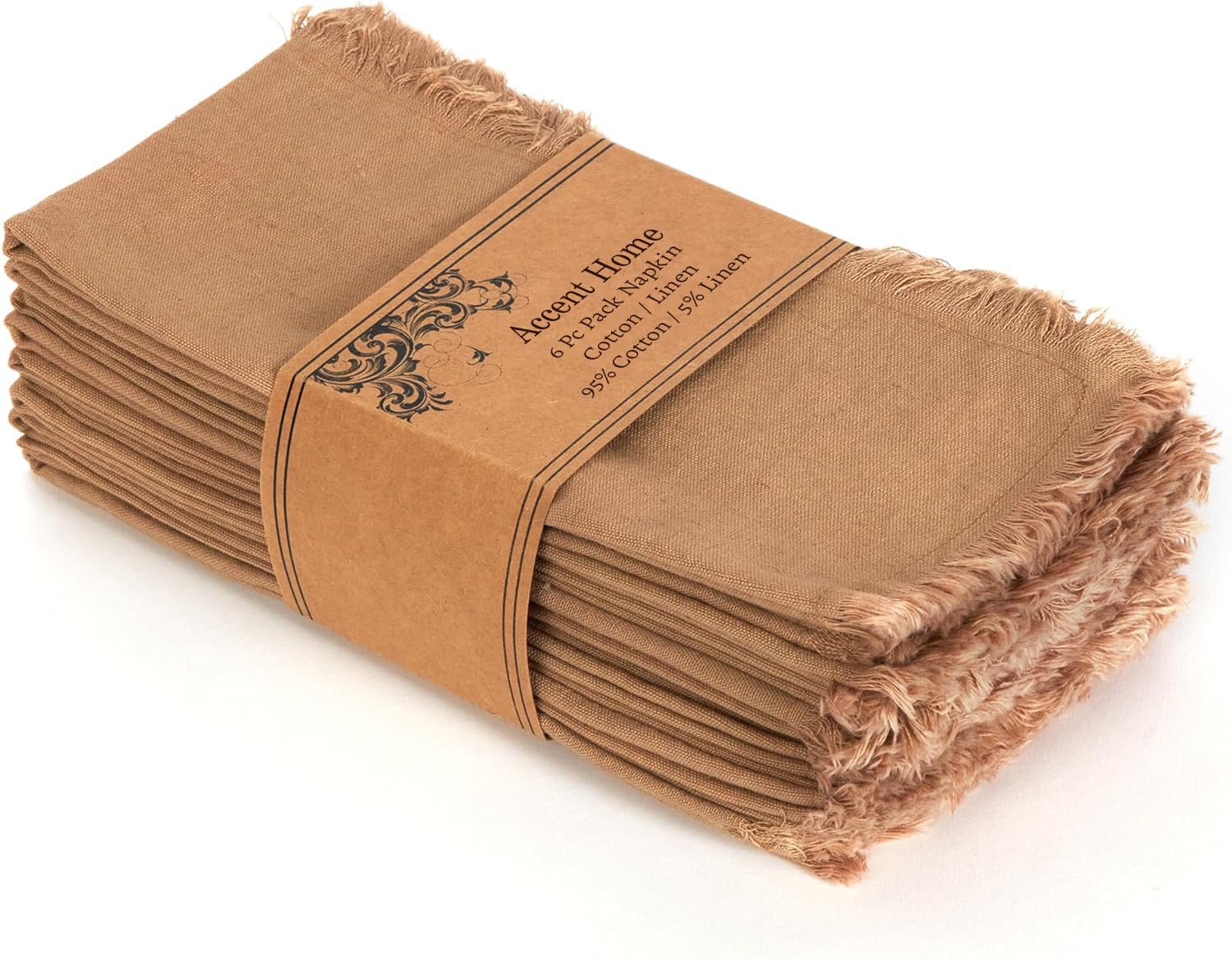 ACCENTHOME Natural Cotton Linen Napkin Set of 12 18x18 inch Dinner Napkins - Washable Soft Premium Hotel Quality Reusable Hemmed Edges Napkins Perfect Table Linens for Family Dinners, Weddings