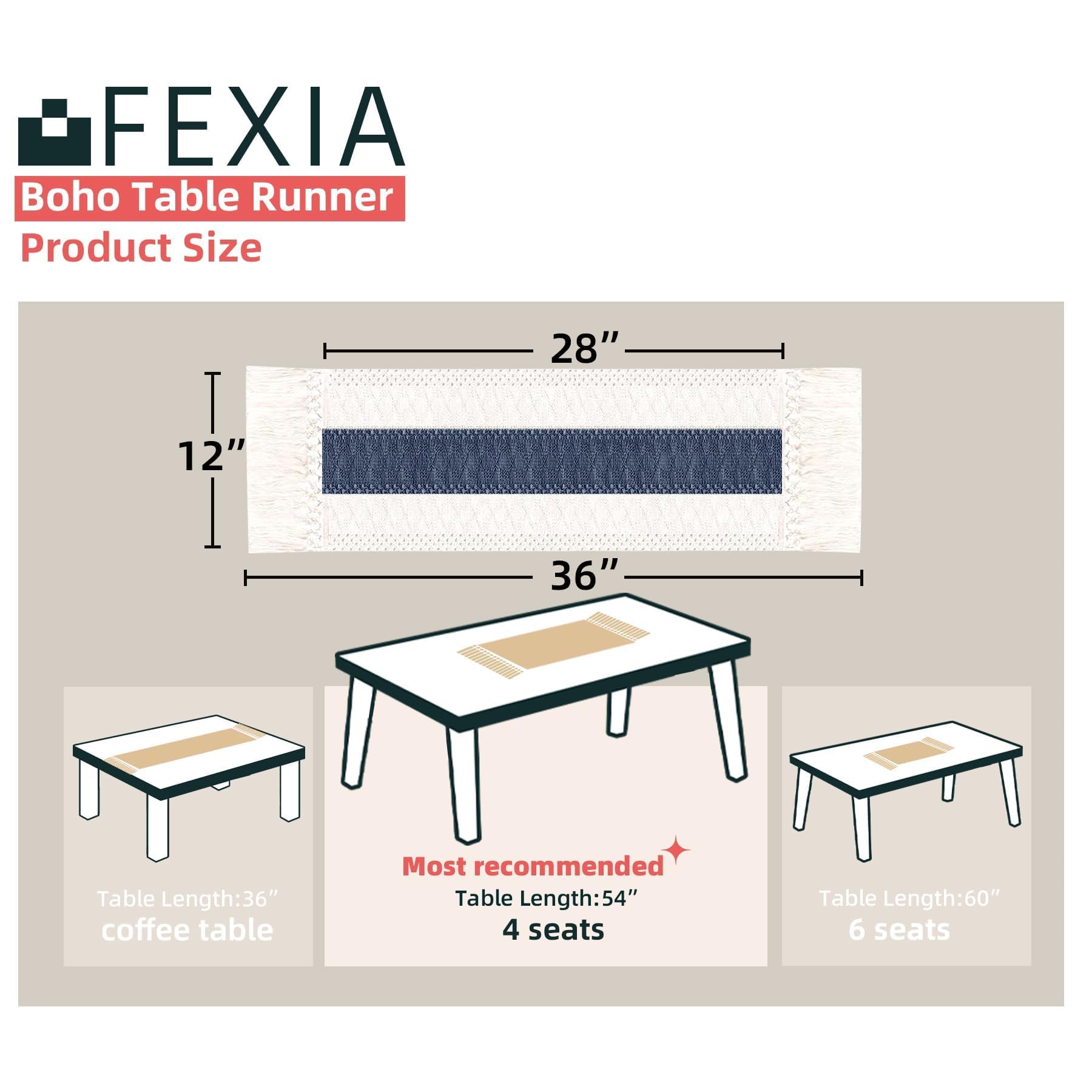 FEXIA Boho Table Runner for Summer Home Decor with Tassels 72 Inches Long Farmhouse Rustic Table Runner Macrame Burlap Table Decoration for Living Room Bridal Shower(12x72 Inches)