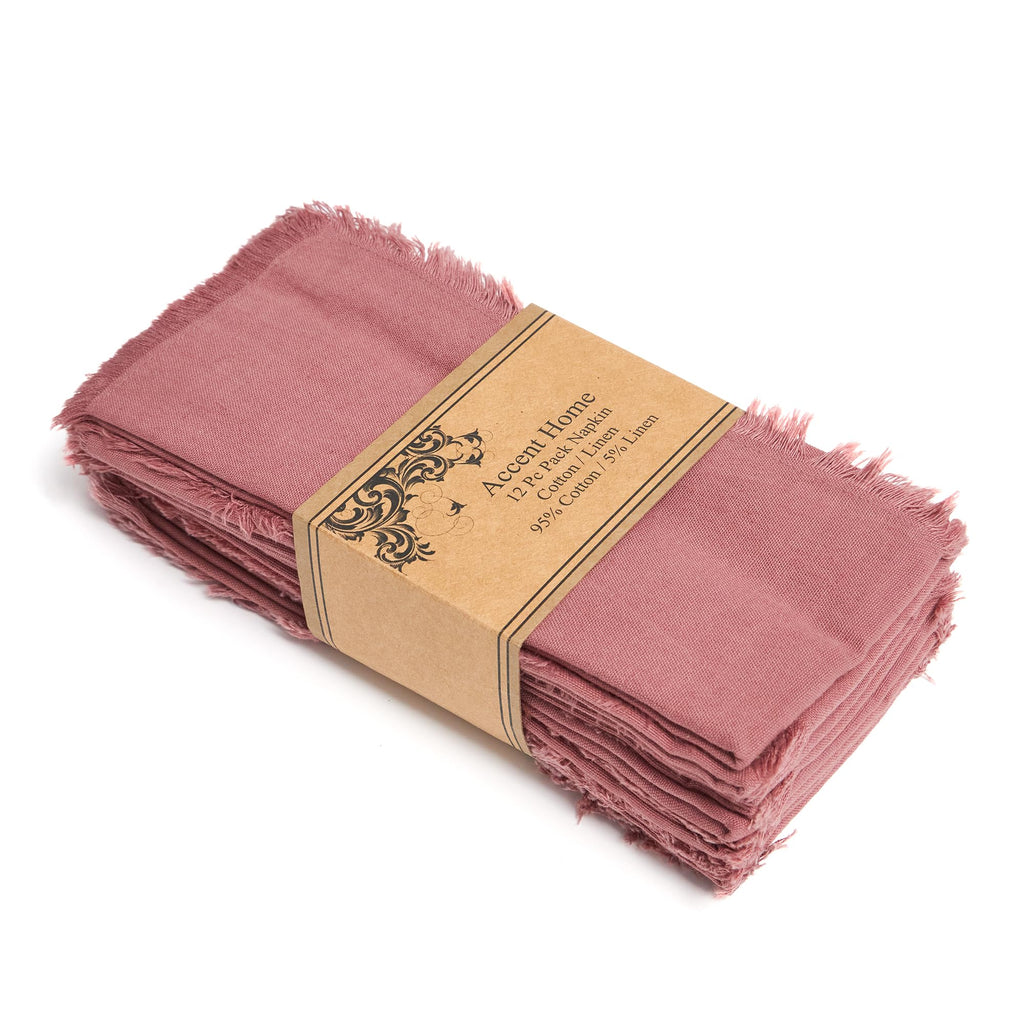 ACCENTHOME Natural Cotton Linen Napkin Set of 12 18x18 inch Dinner Napkins - Washable Soft Premium Hotel Quality Reusable Hemmed Edges Napkins Perfect Table Linens for Family Dinners, Weddings