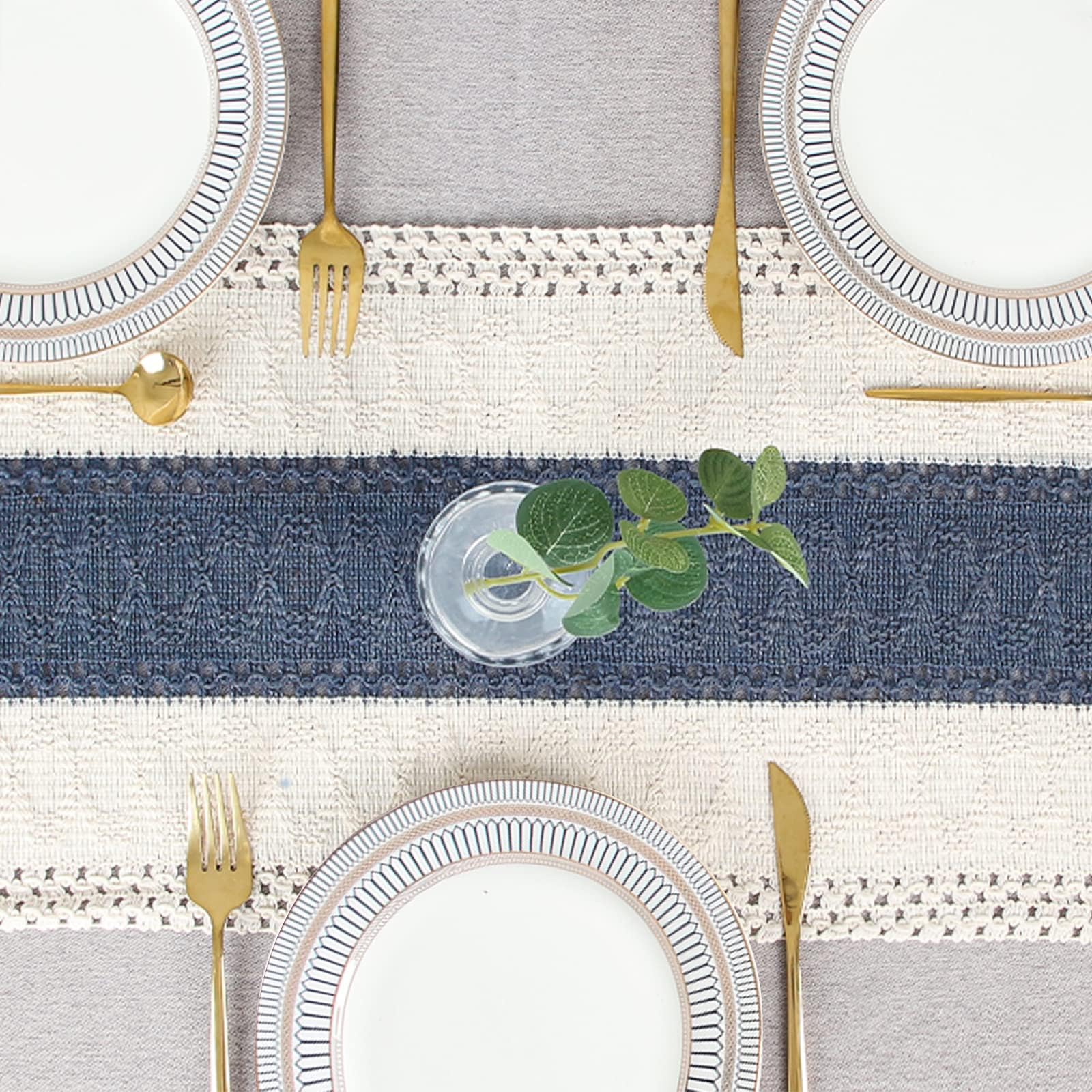 FEXIA Boho Table Runner for Summer Home Decor with Tassels 72 Inches Long Farmhouse Rustic Table Runner Macrame Burlap Table Decoration for Living Room Bridal Shower(12x72 Inches)