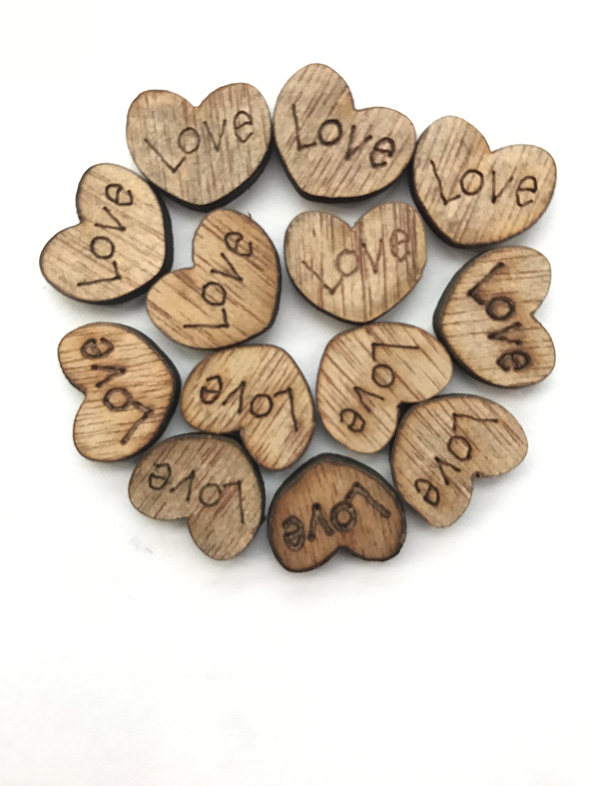 NIGHT-GRING 200pcs Rustic Wooden Love Heart Wedding Table Scatter Decoration Crafts Children's DIY Manual Patch