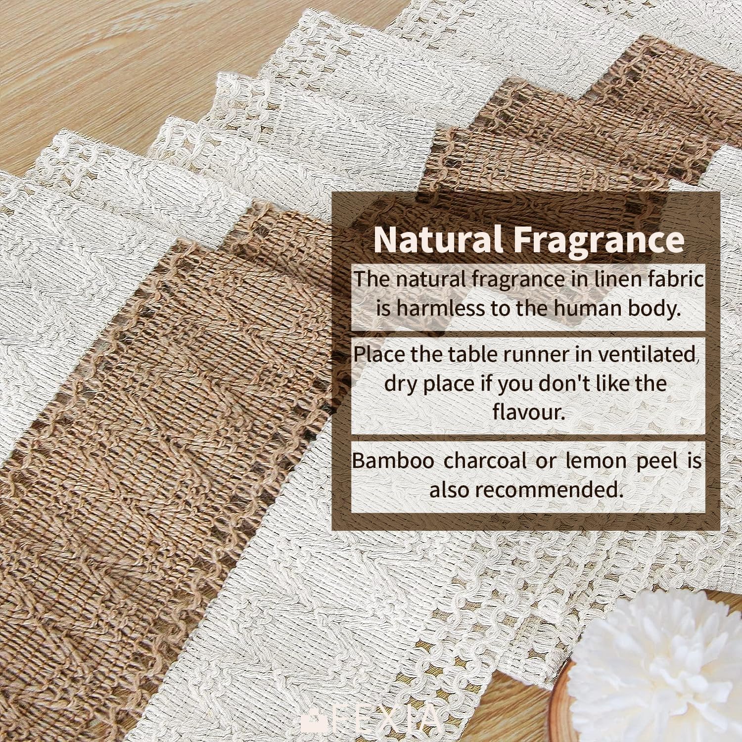 FEXIA Boho Table Runner for Summer Home Decor with Tassels 72 Inches Long Farmhouse Rustic Table Runner Macrame Burlap Table Decoration for Living Room Bridal Shower(12x72 Inches)