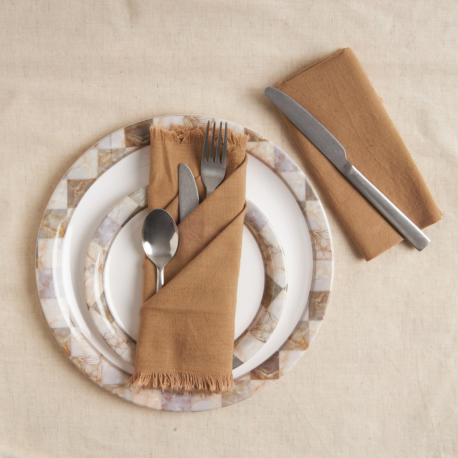 ACCENTHOME Natural Cotton Linen Napkin Set of 12 18x18 inch Dinner Napkins - Washable Soft Premium Hotel Quality Reusable Hemmed Edges Napkins Perfect Table Linens for Family Dinners, Weddings