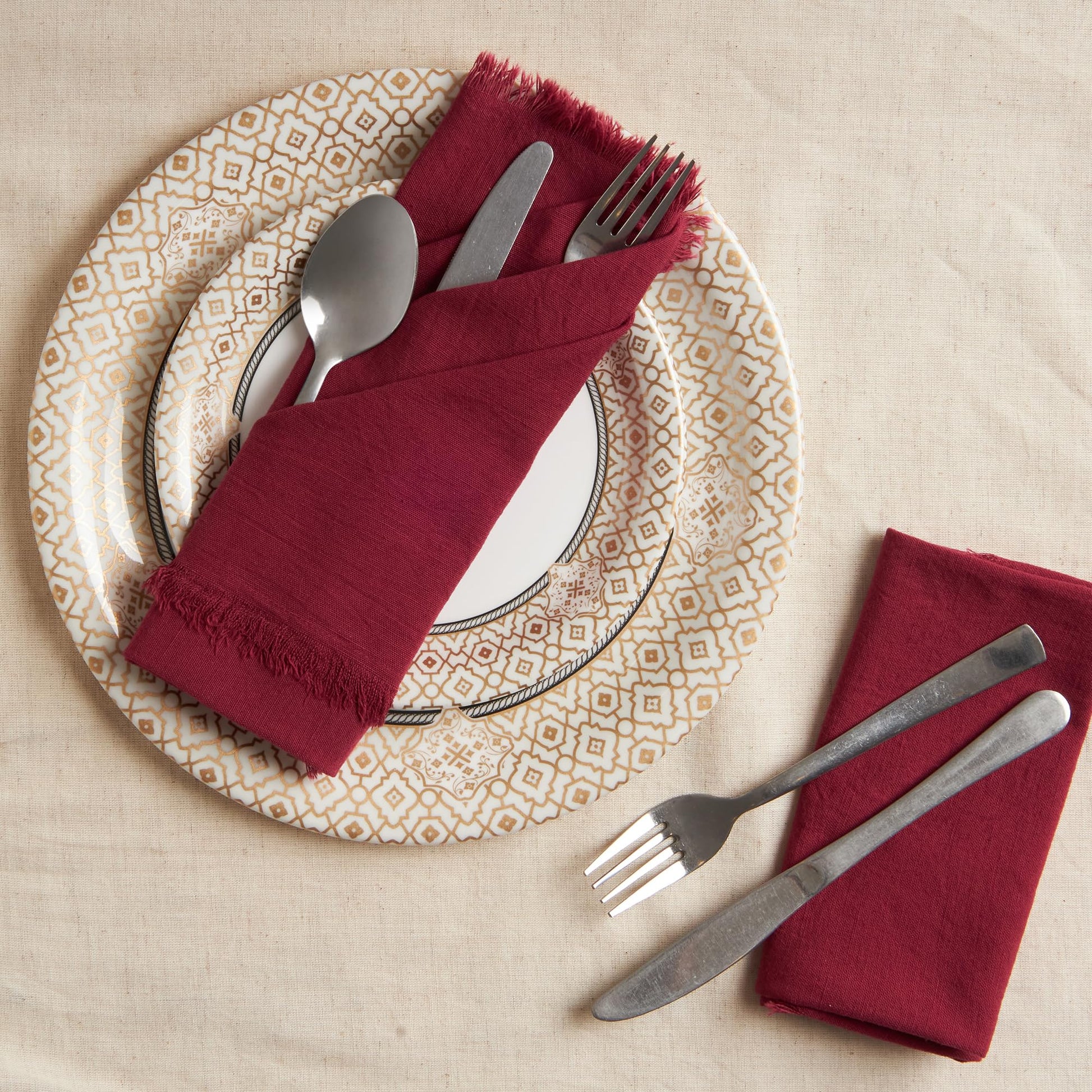 ACCENTHOME Natural Cotton Linen Napkin Set of 12 18x18 inch Dinner Napkins - Washable Soft Premium Hotel Quality Reusable Hemmed Edges Napkins Perfect Table Linens for Family Dinners, Weddings