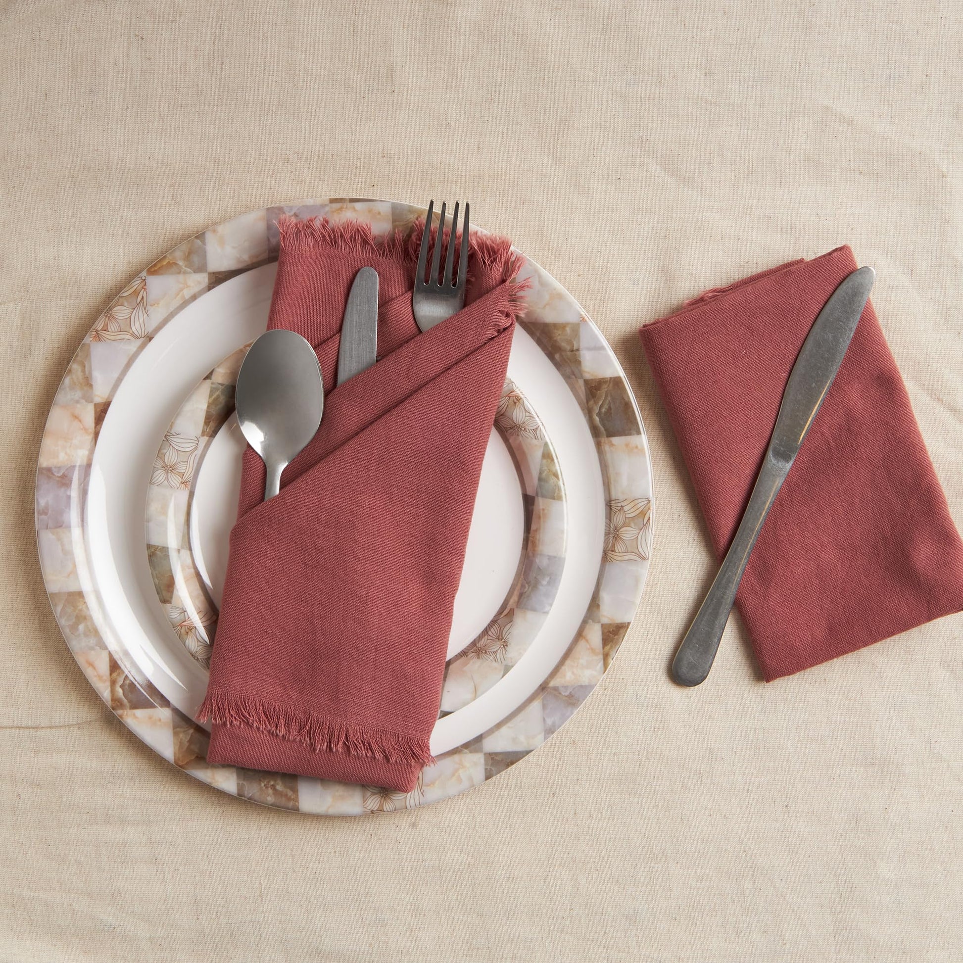 ACCENTHOME Natural Cotton Linen Napkin Set of 12 18x18 inch Dinner Napkins - Washable Soft Premium Hotel Quality Reusable Hemmed Edges Napkins Perfect Table Linens for Family Dinners, Weddings