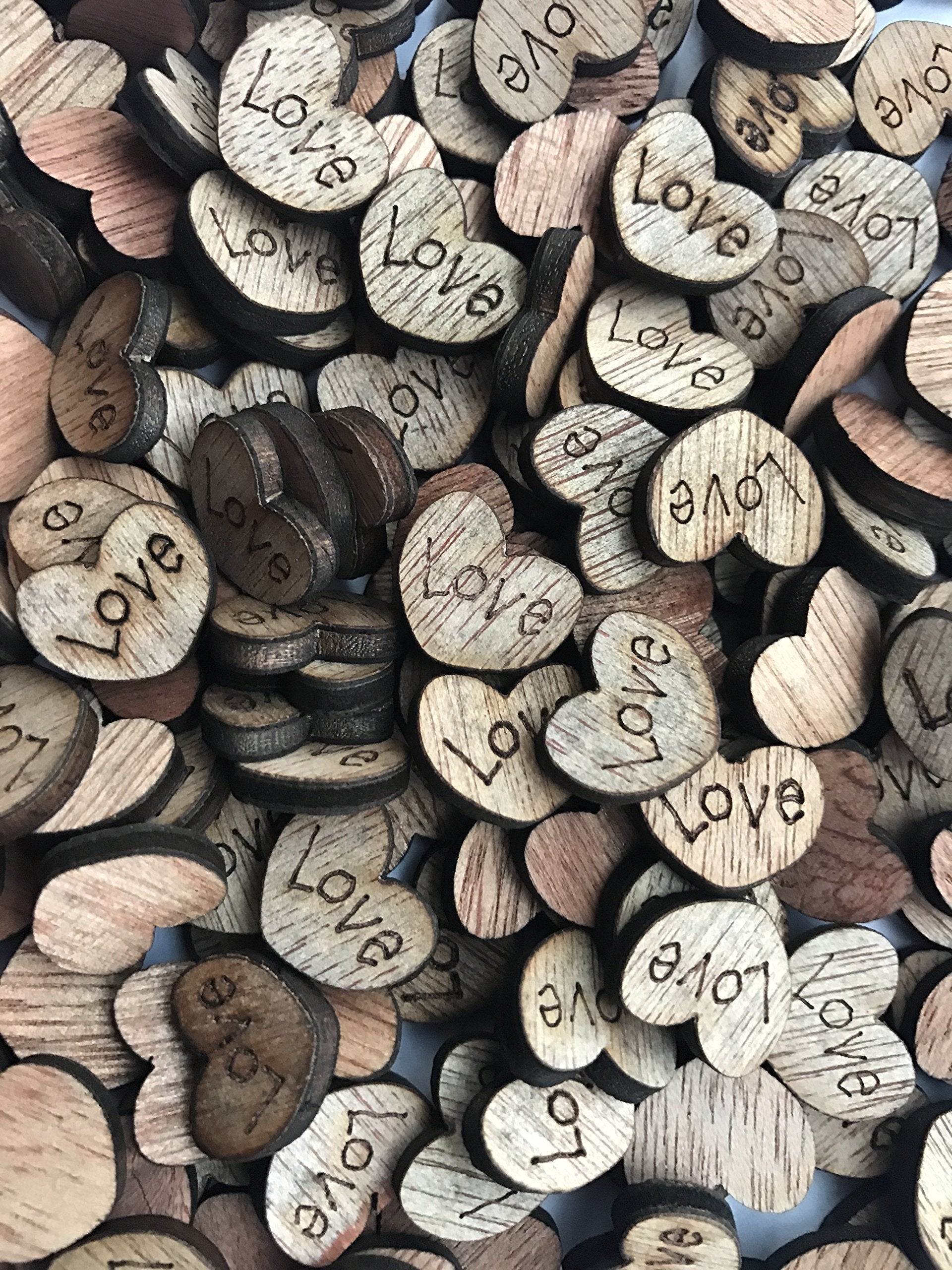 NIGHT-GRING 200pcs Rustic Wooden Love Heart Wedding Table Scatter Decoration Crafts Children's DIY Manual Patch