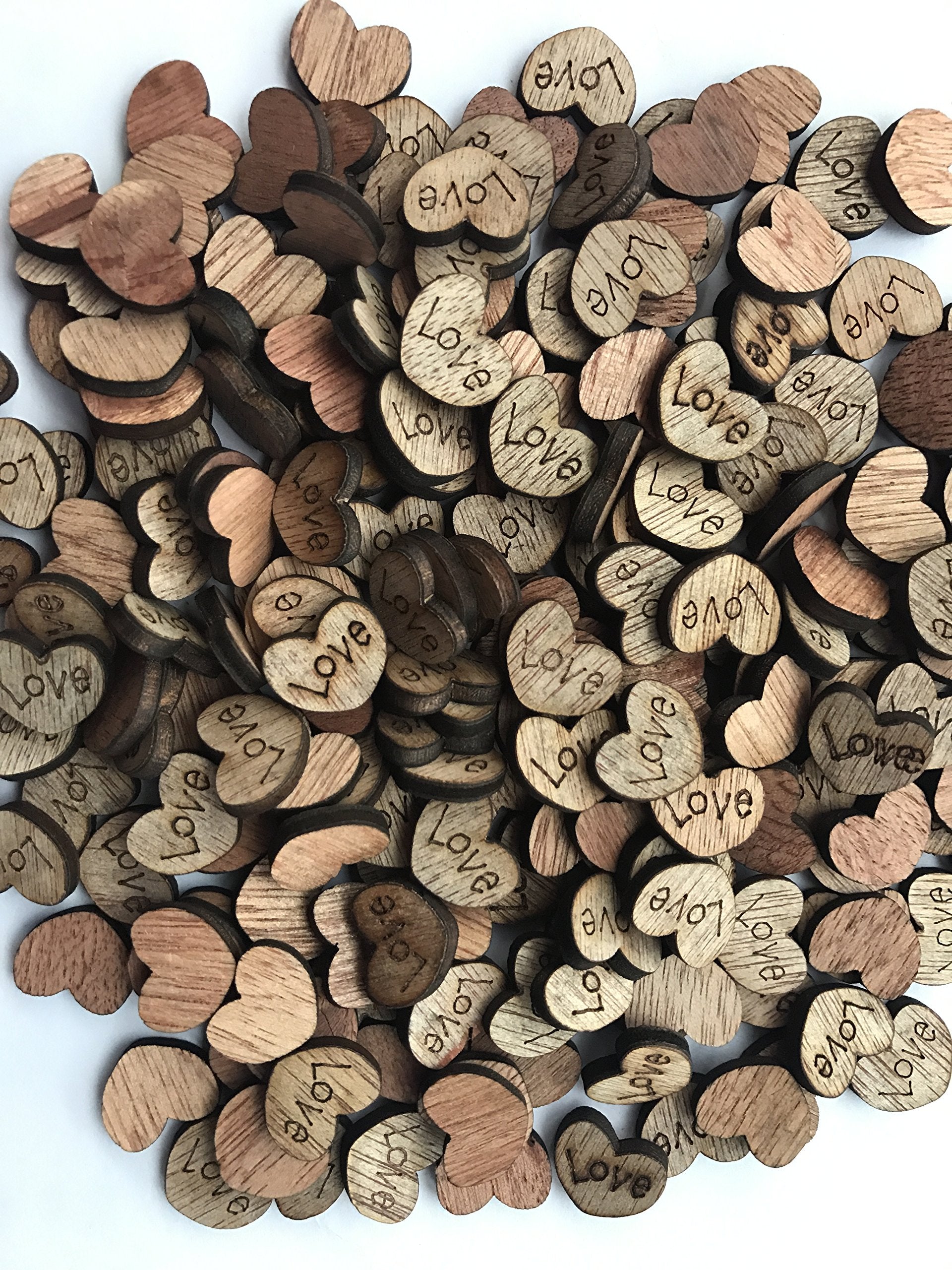 NIGHT-GRING 200pcs Rustic Wooden Love Heart Wedding Table Scatter Decoration Crafts Children's DIY Manual Patch